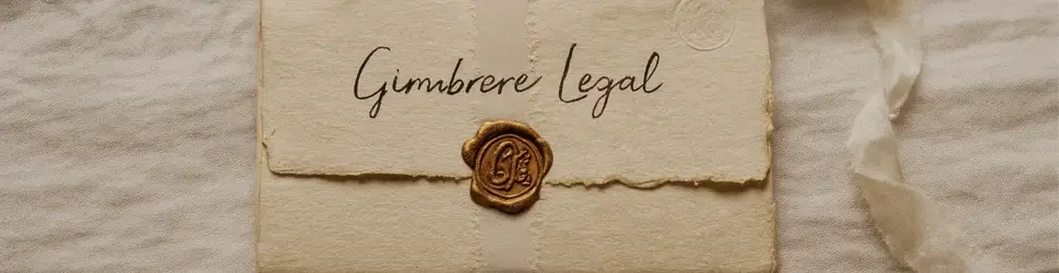 Vintage envelope with wax seal and handwritten text Gimbrere Legal, symbolizing wills and inheritance law in Spain.