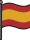 Flag of Spain with red and yellow horizontal stripes and the national coat of arms